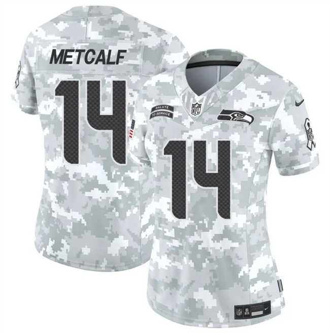 Womens Seattle Seahawks #14 DK Metcalf 2024 F.U.S.E Arctic Camo Salute To Service Limited Stitched Jersey Dzhi